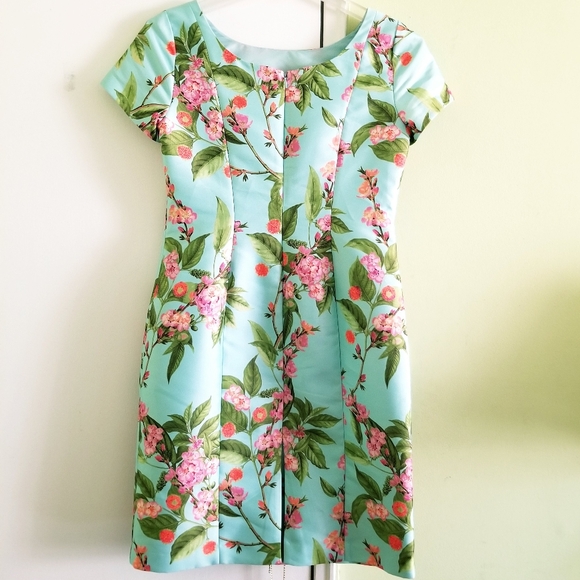 Talbots Botanical Cap Sleeve Sheath Dress Size 6 - Picture 3 of 11